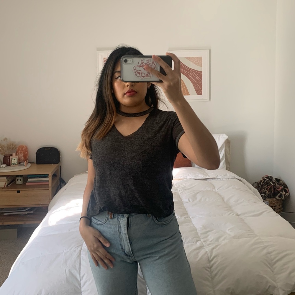 Washed out Black Edgy Tee